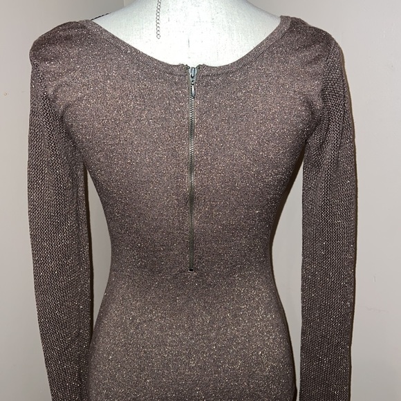 Express Shimmery Bronze fitted stretchy dress. - Picture 7 of 16